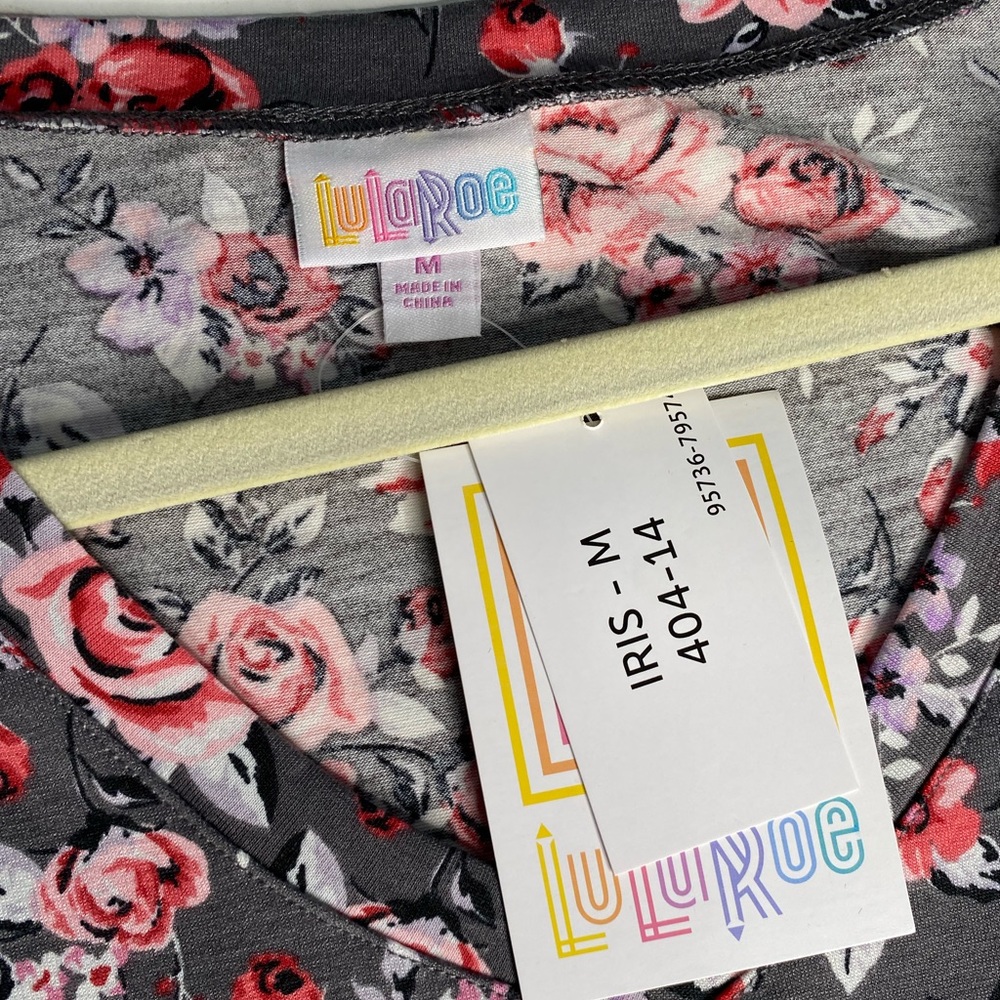 NWT Lularoe Iris gray floral print multiple sizes - Picture 9 of 10